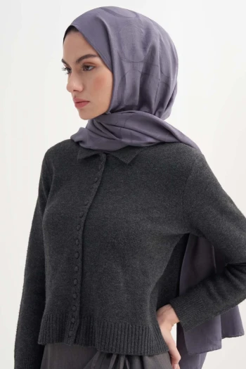 Füme Carell Monogram Desen Rina Floş Jakar Şal