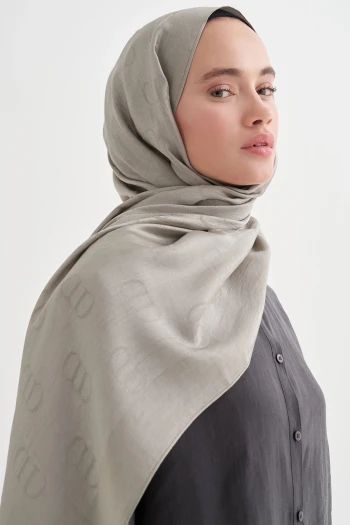 GRİ Carell Monogram Desen Liora Pamuk Şal