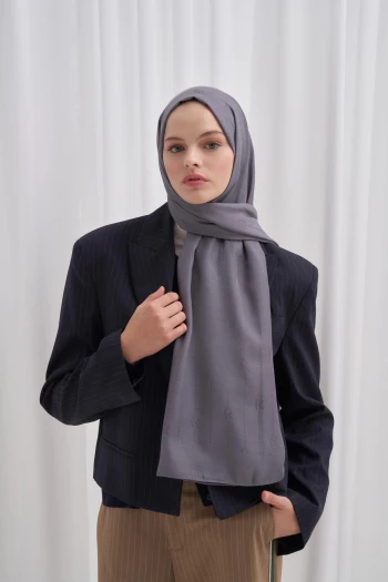 GRİ Carell Monogram Jakar İtalyan İpekli Şal