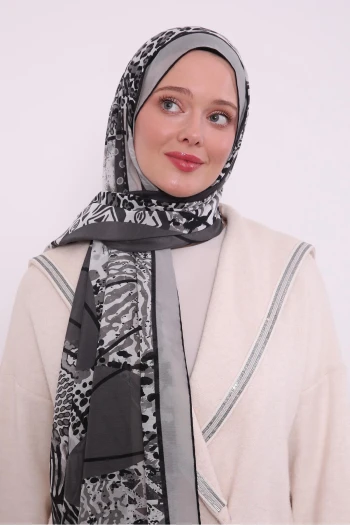GRİ Luvensara Mix Desen Silk Elite Şal