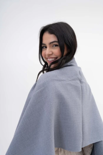 GRİ Sima Çift Renk Omuz Şalı