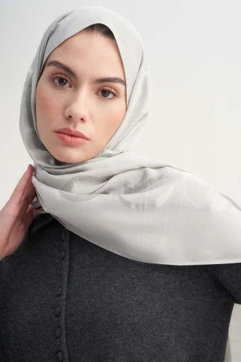 GÜMÜŞ Carell Monogram Desen Rina Floş Jakar Şal