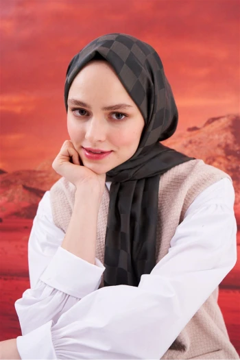 HAKİ Carell Dama Jakar İtalyan İpekli Şal