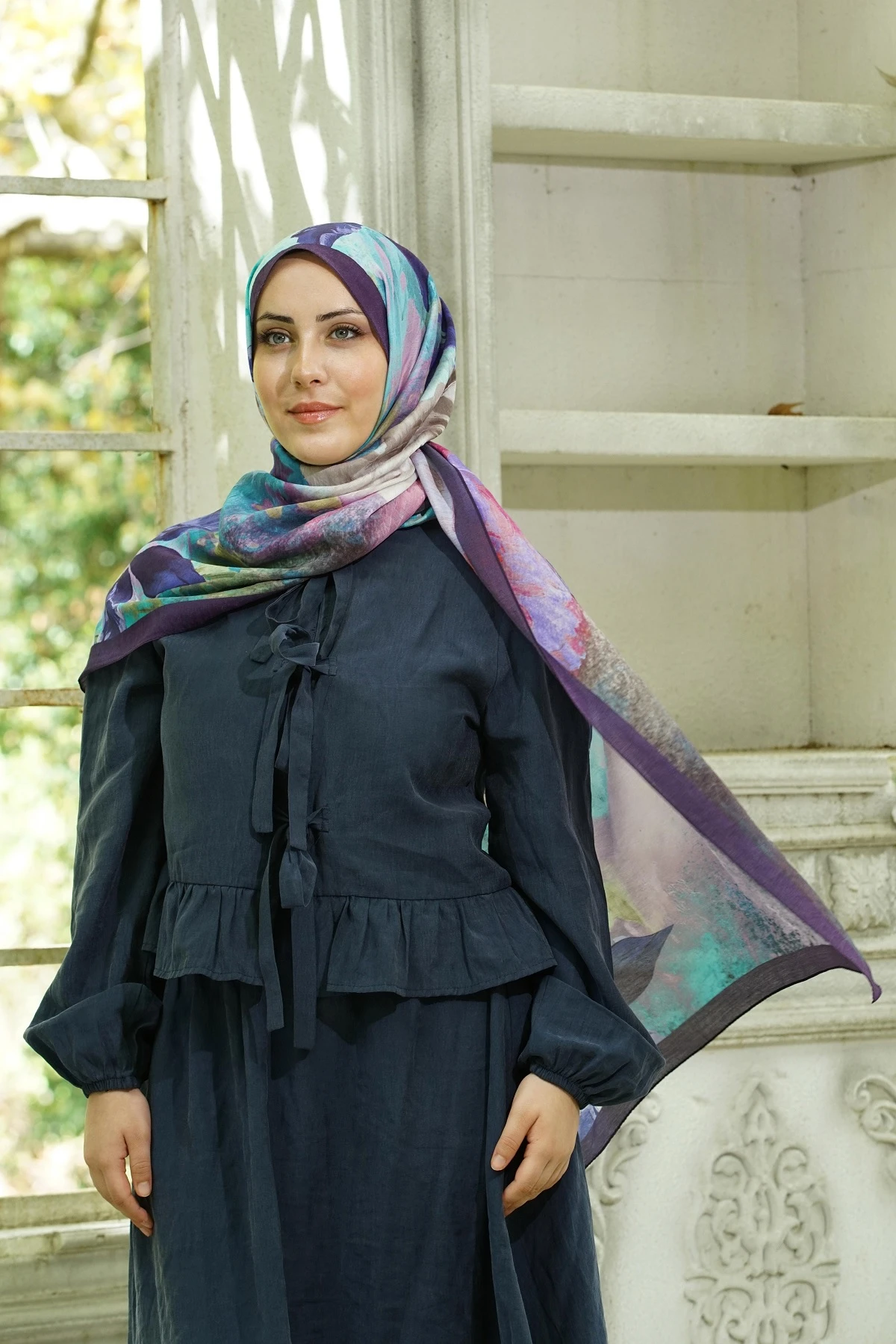 Lacivert Lila Loryan Scarf Diamond Anna Şal