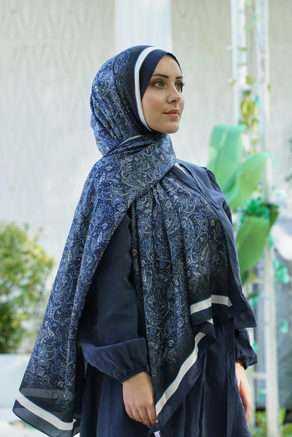 LACİVERT Loryan Scarf Zerre Degrade Etnik Şal