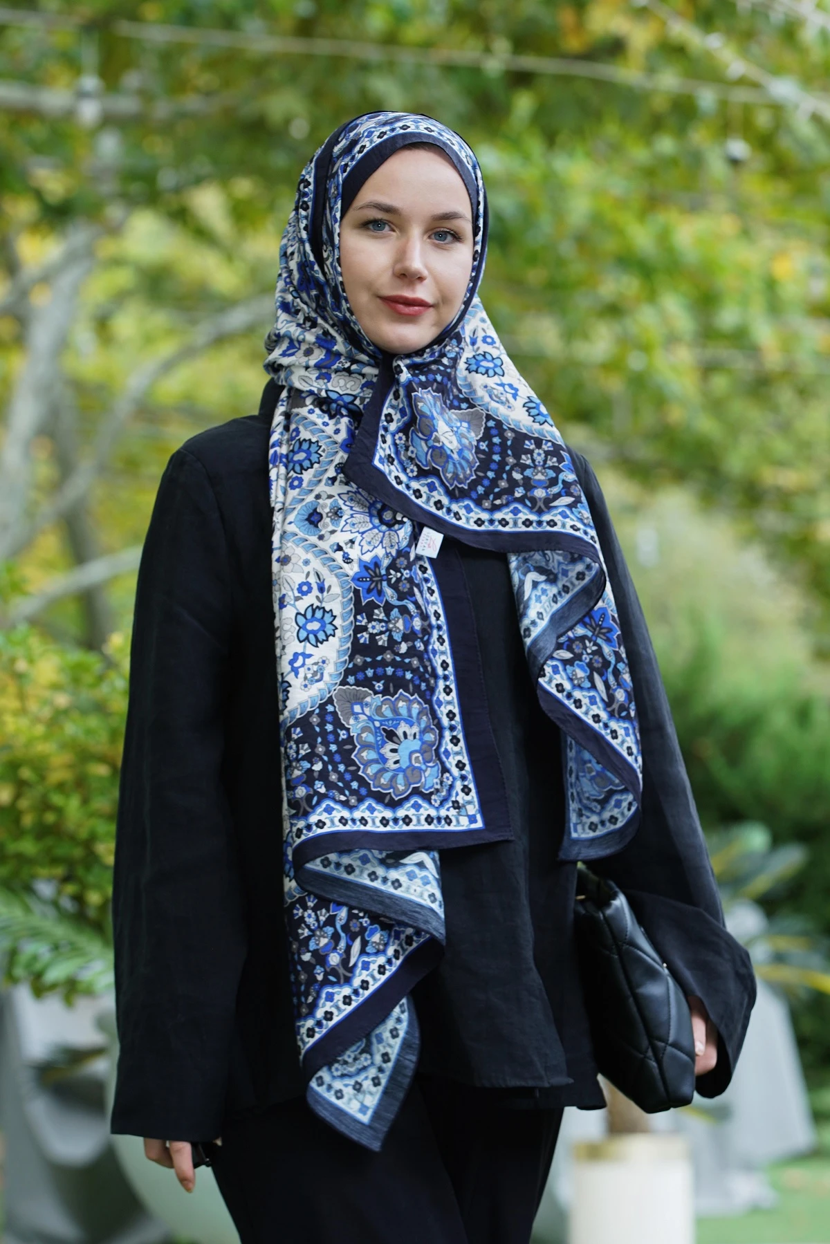 Lacivert-Saks Loryan Scarf Diamond Adel Şal