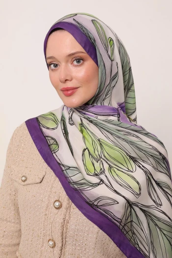 Mor Luvensara Yaprak Desen Flora Şal