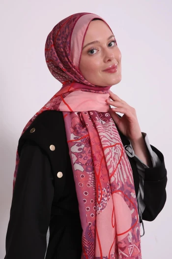 Pembe Luvensara Mix Desen Silk Elite Şal