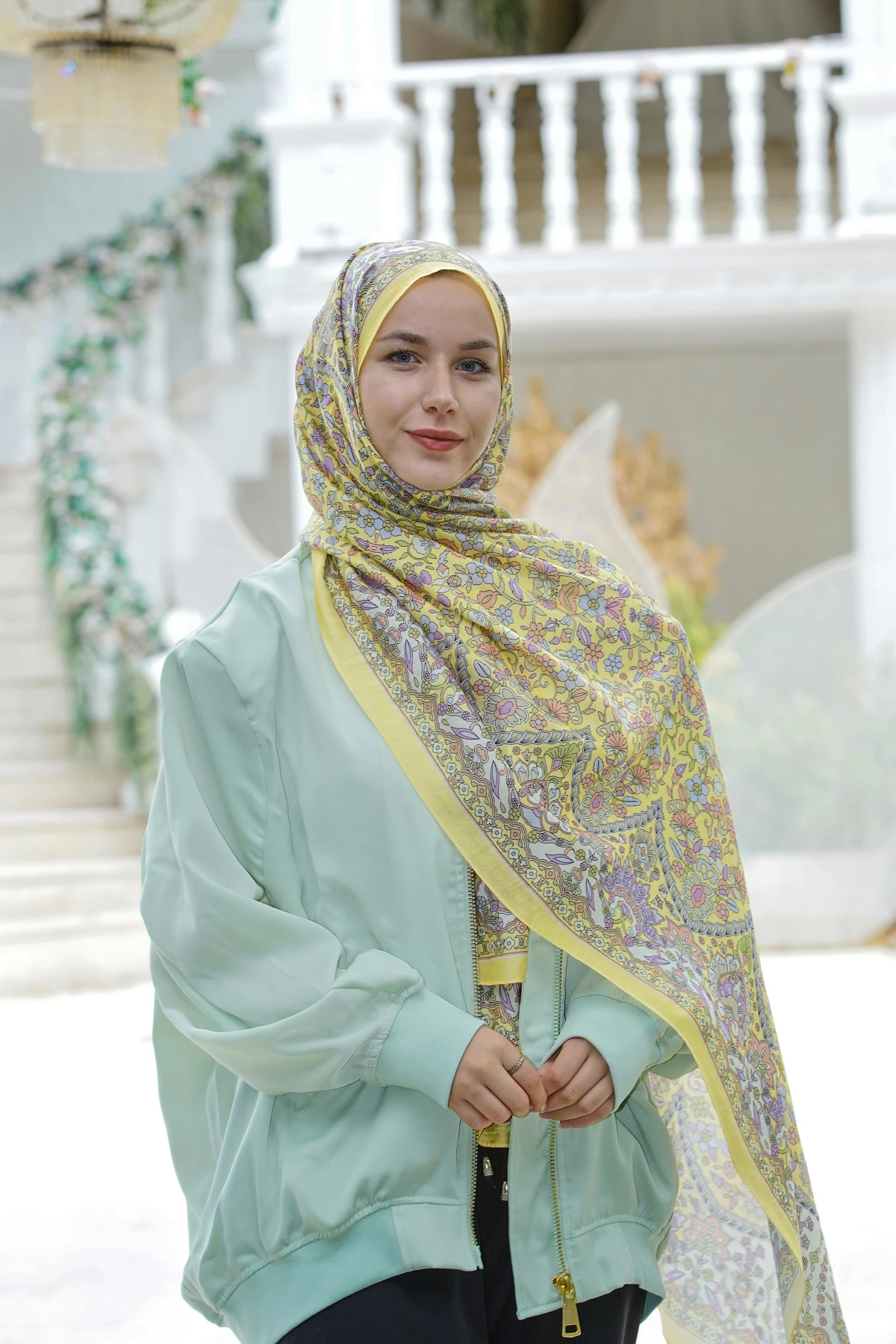 Sarı Loryan Scarf Diamond Adel Şal