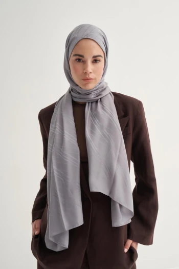 Silver Carell Simetrik Jakar İtalyan İpekli Şal