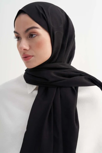 SİYAH Carell Monogram Desen Rina Floş Jakar Şal