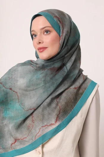 Turkuaz Luvensara Duman Desen Summer Şal