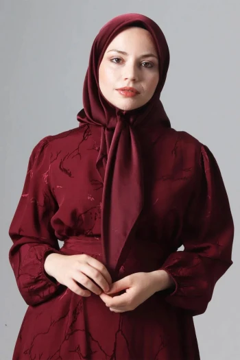 BORDO Harem Scarf Como Saten Eşarp