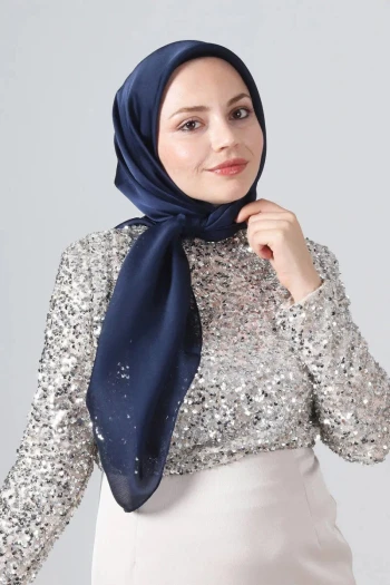 Parlament Mavi Harem Scarf Como Saten Eşarp