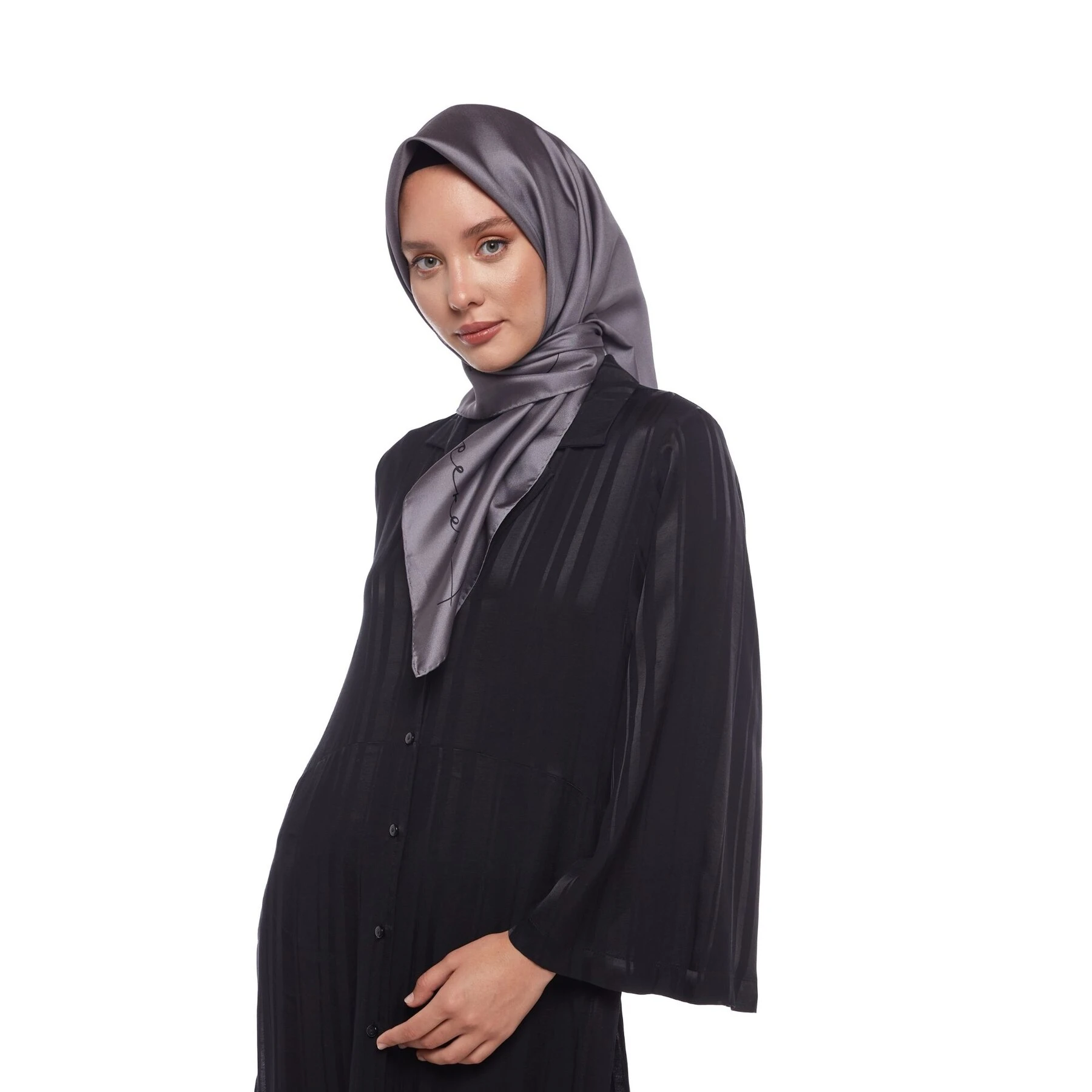 Füme Siyah İpekevi İpek Eşarp 1114