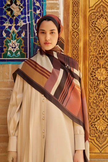 Kahverengi ED Scarf Clover Floş Viskon Şal