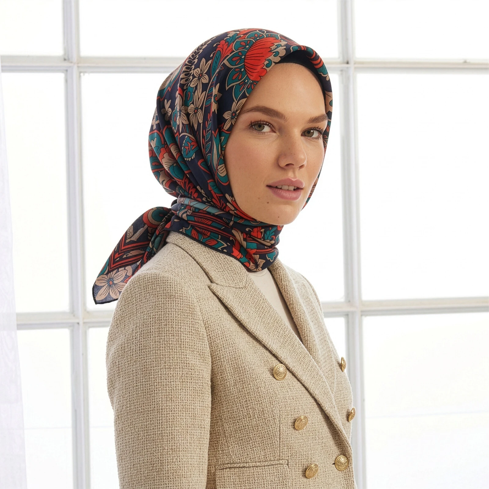 LACİVERT İpekevi İpek Eşarp 1267