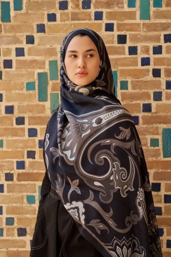 SİYAH ED Scarf Bramble Floş Viskon Şal