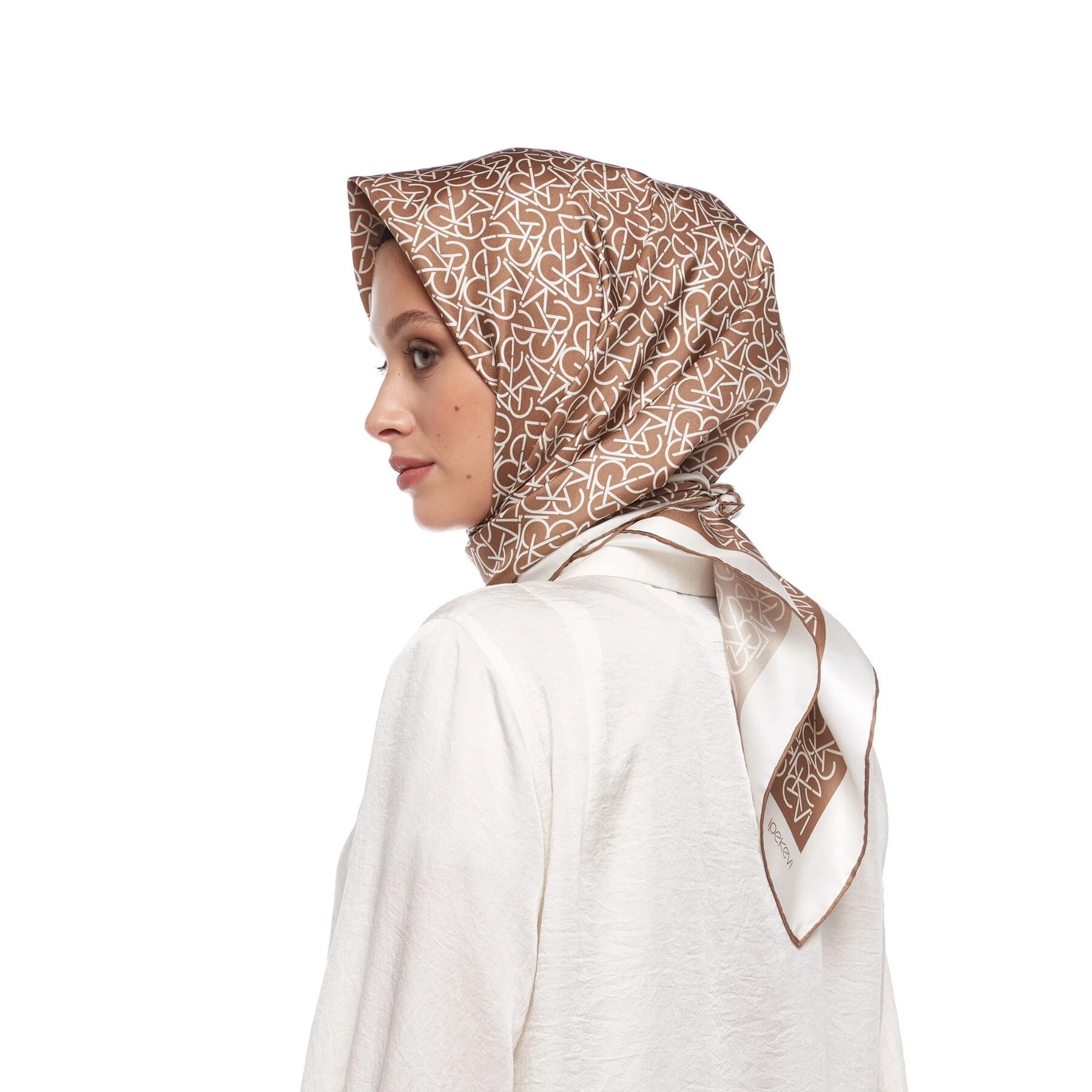 Sütlü Kahve İpekevi İpek Eşarp 1119