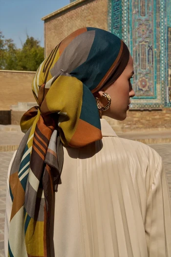 Yağ Yeşili ED Scarf Clover Floş Viskon Şal