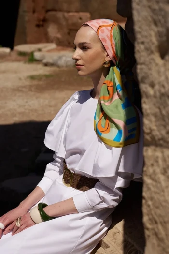 YEŞİL ED Scarf Glaze Ribbon Desen Eşarp