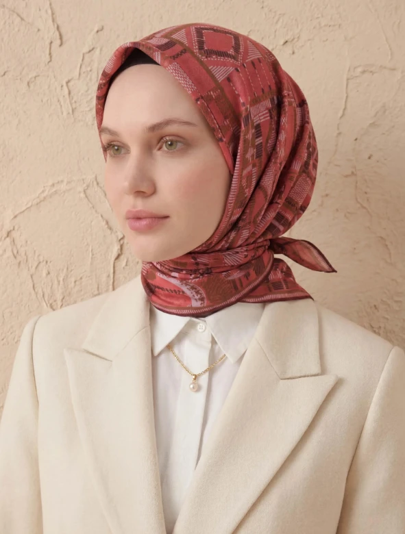 01 Silk Home Geometrik Soft Eşarp