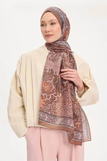 03 Silk Home Vintage Botanik Desen Monare Şal
