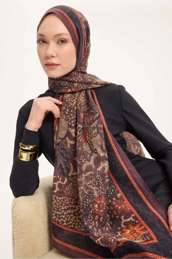 05 Silk Home Vintage Botanik Desen Monare Şal