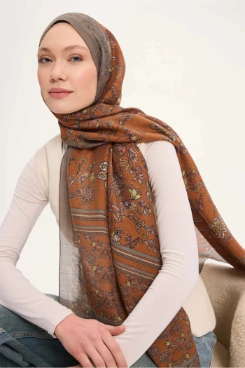 08 Silk Home Çiçek Desen Tencel Monare Şal