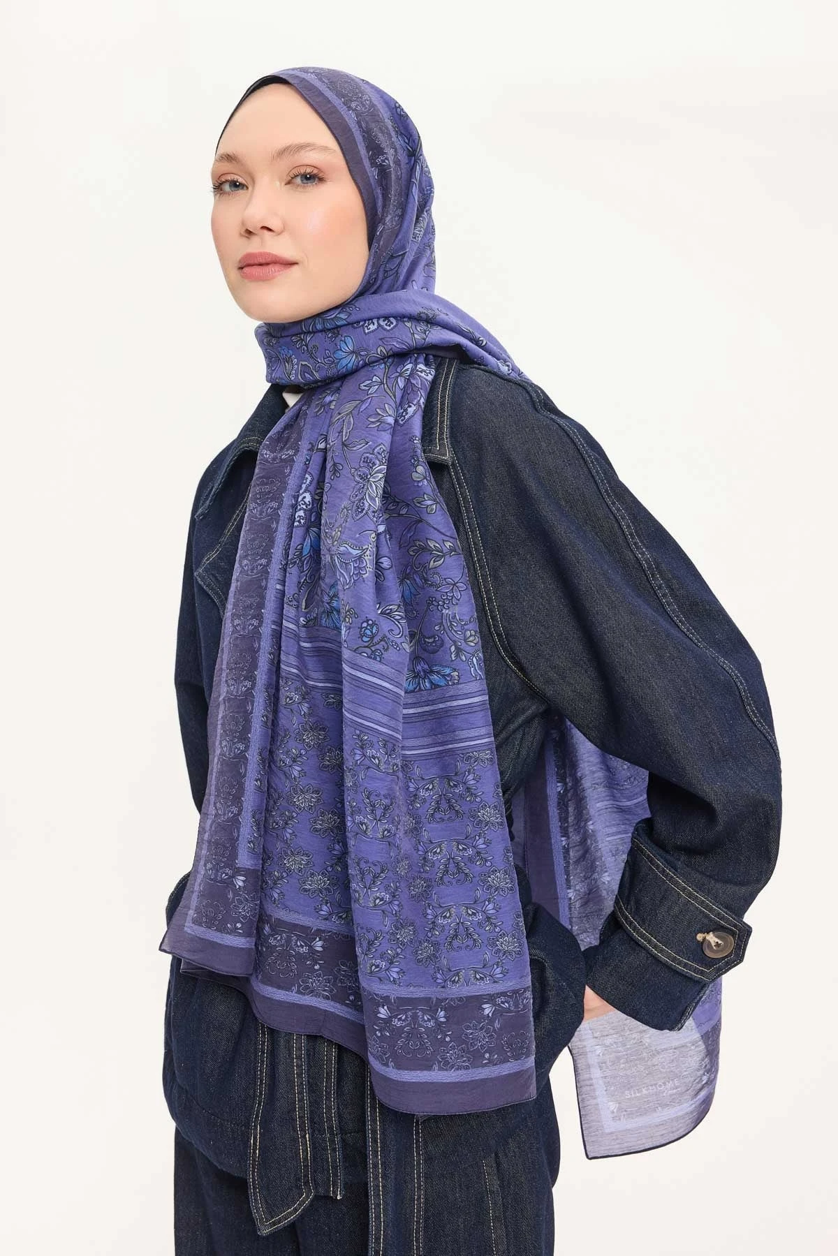 10 Silk Home Çiçek Desen Tencel Monare Şal