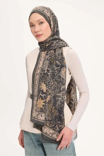 12 Silk Home Vintage Botanik Desen Monare Şal