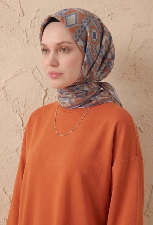 14 Silk Home Geometrik Soft Eşarp