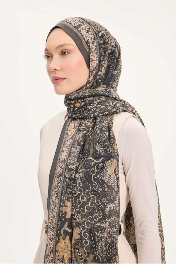 15 Silk Home Vintage Botanik Desen Monare Şal