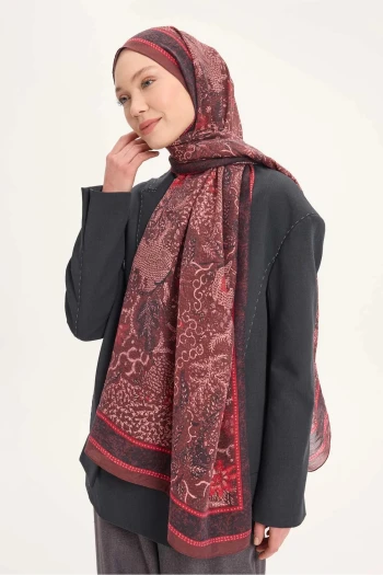 17 Silk Home Vintage Botanik Desen Monare Şal