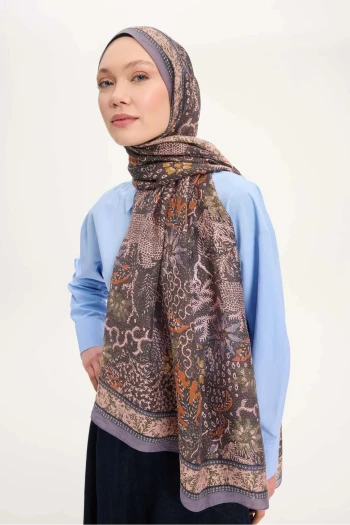 18 Silk Home Vintage Botanik Desen Monare Şal