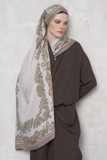 BEJ ED Scarf Sheer Desen Floş Viskon Şal