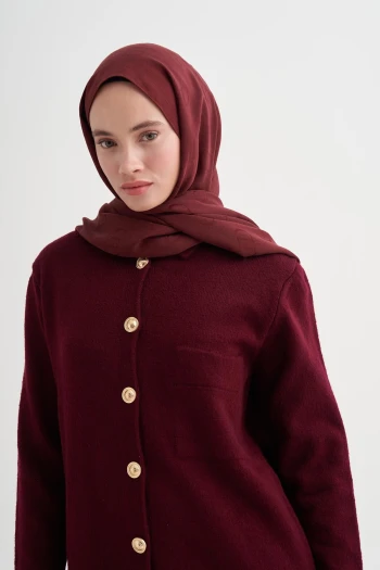 BORDO Carell Monogram Desen Liora Pamuk Şal