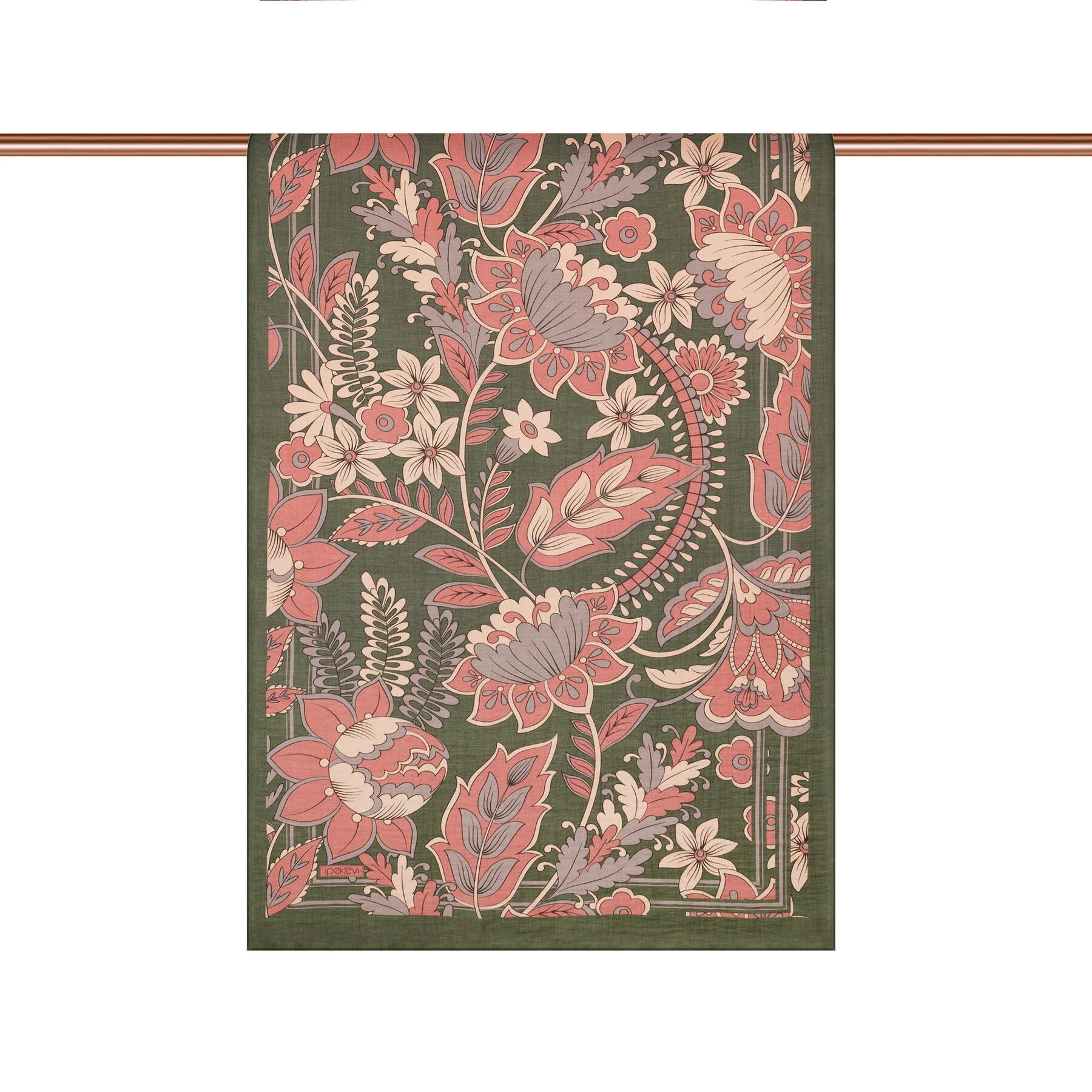 Çam Yeşili İpekevi Dört Mevsim Tensel Şal 2346