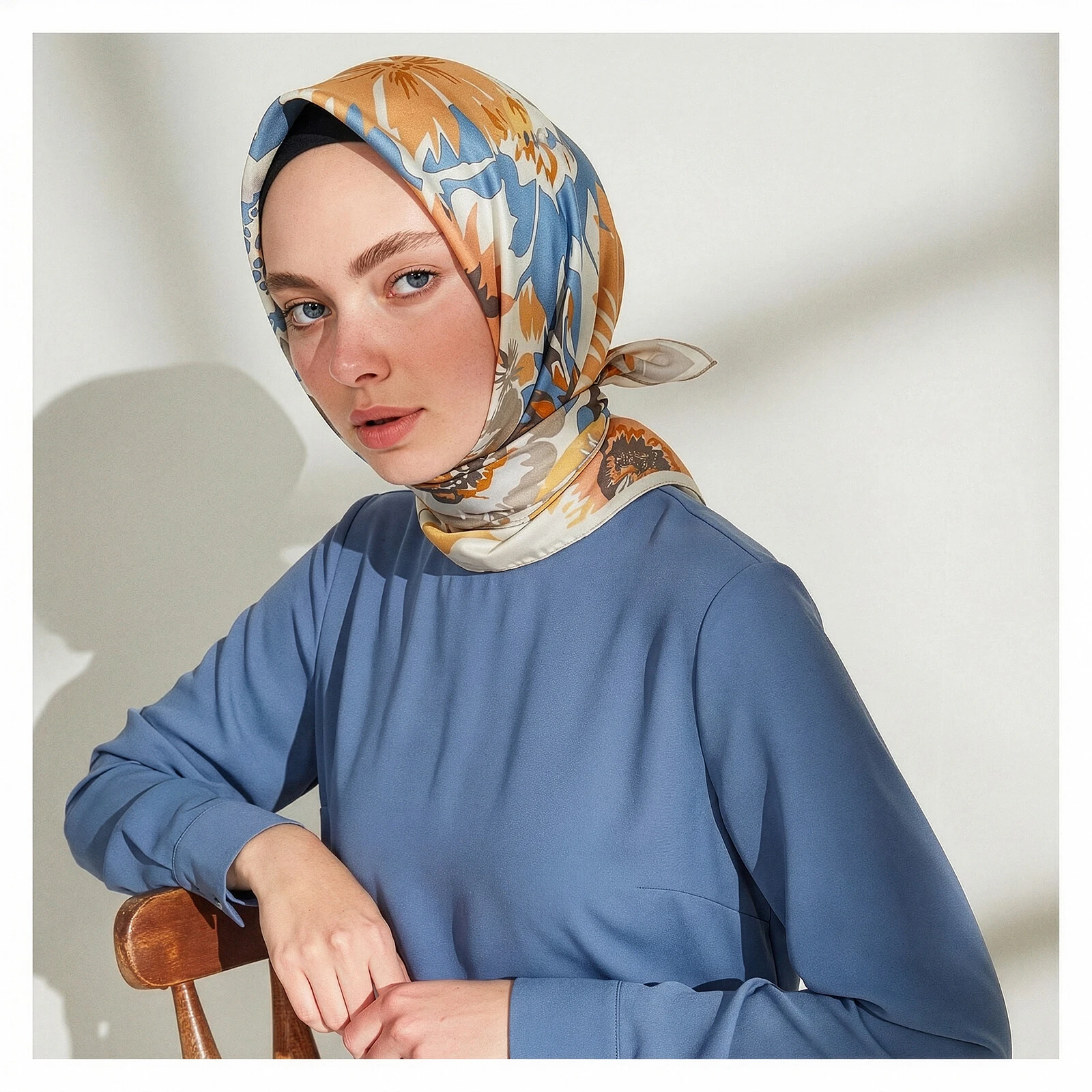 Krem İpekevi İpek Eşarp 1192