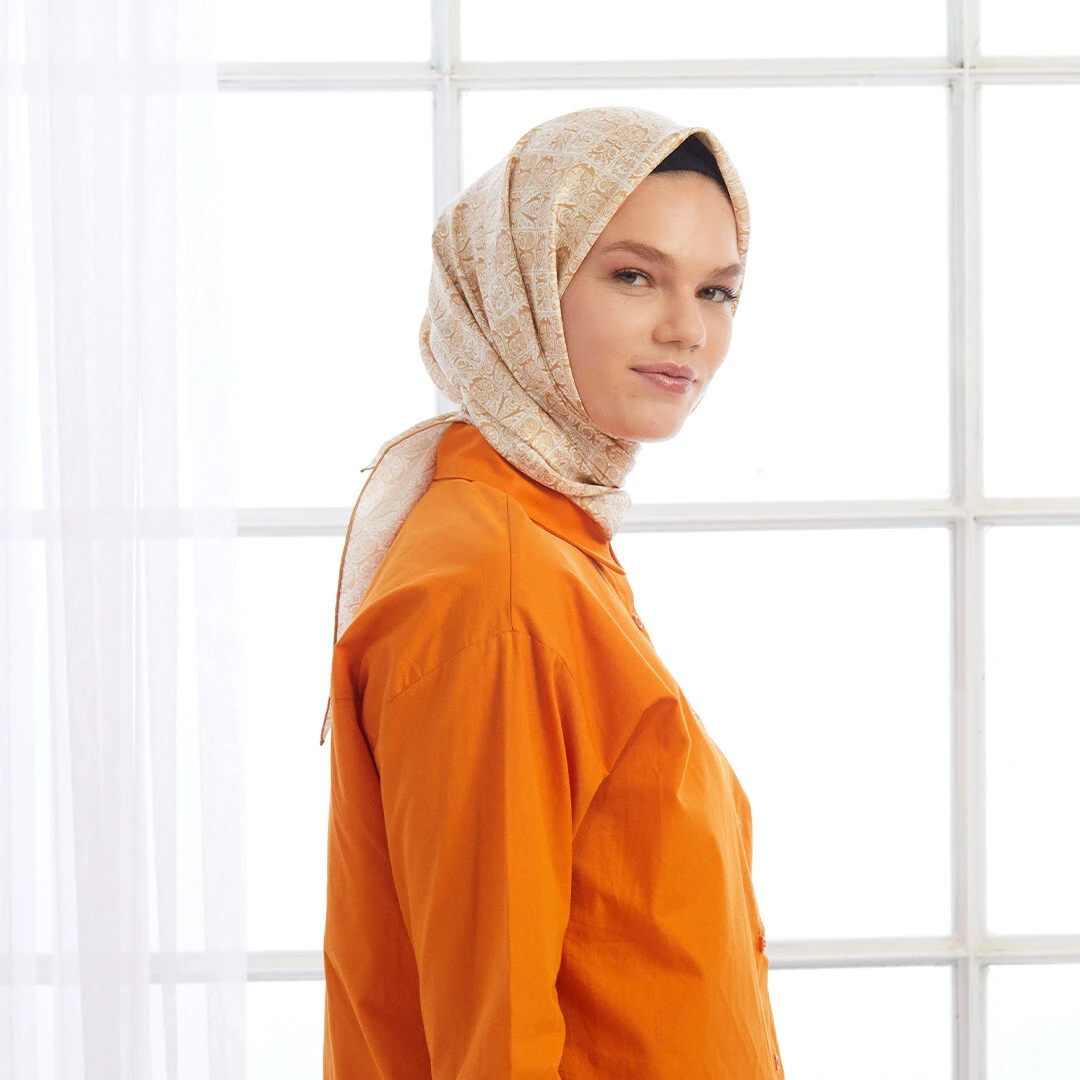 Krem İpekevi İpek Eşarp 1245