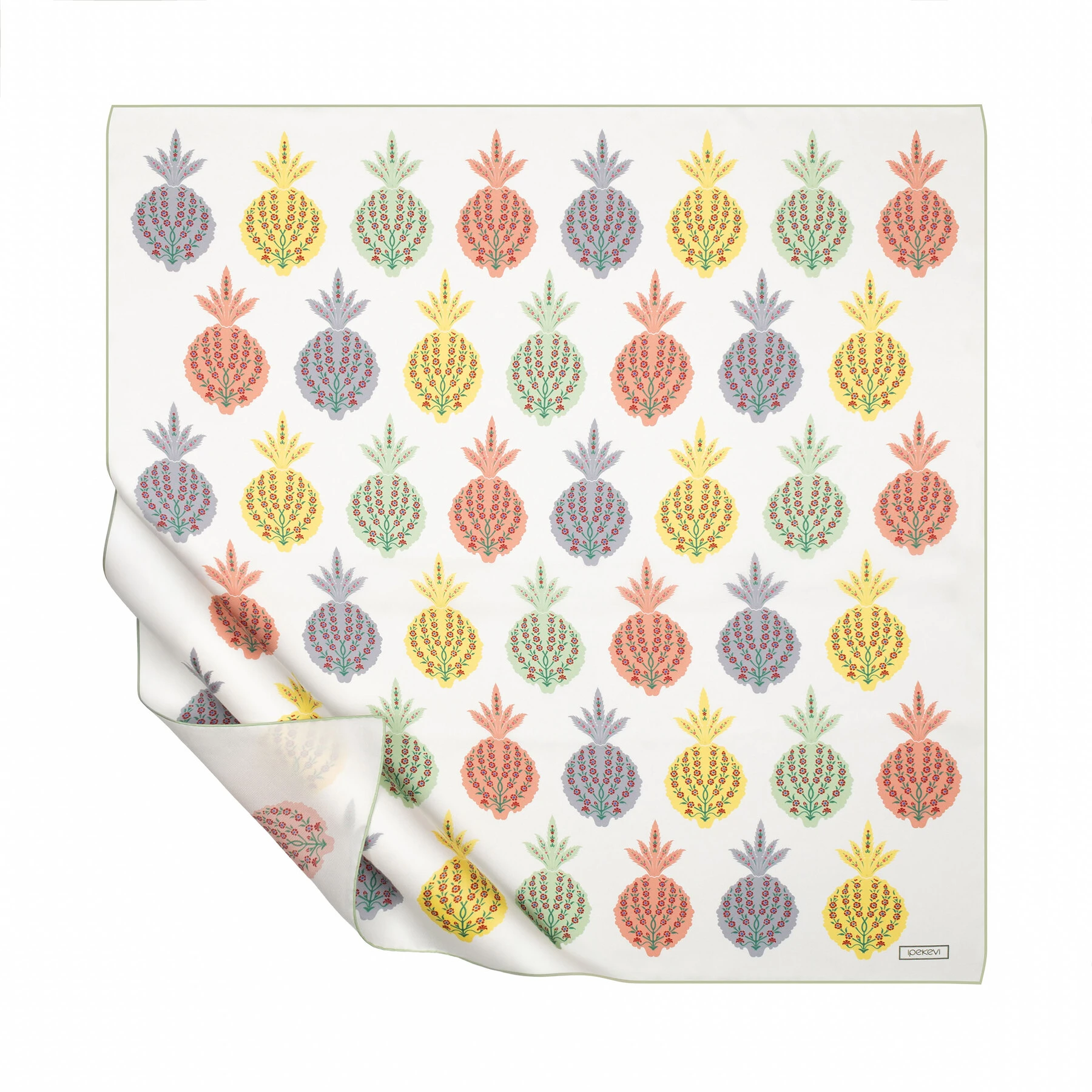 Krem Mint yeşili İpekevi İpek Eşarp 1380