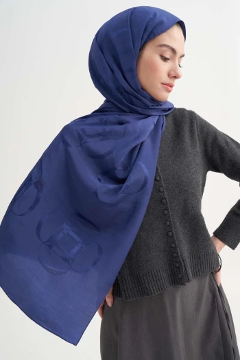 LACİVERT Carell Aura Desen Rina Floş Jakar Şal