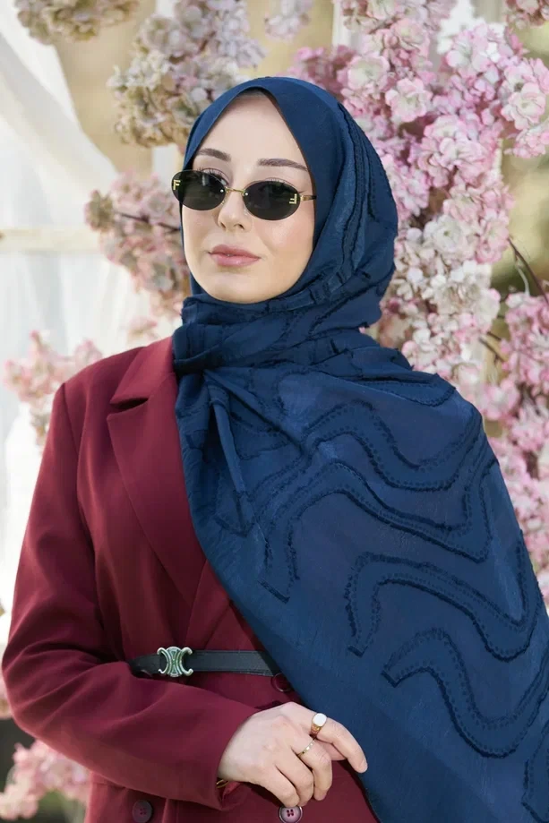 LACİVERT Loryan Scrarf Lavin Girdap Şal