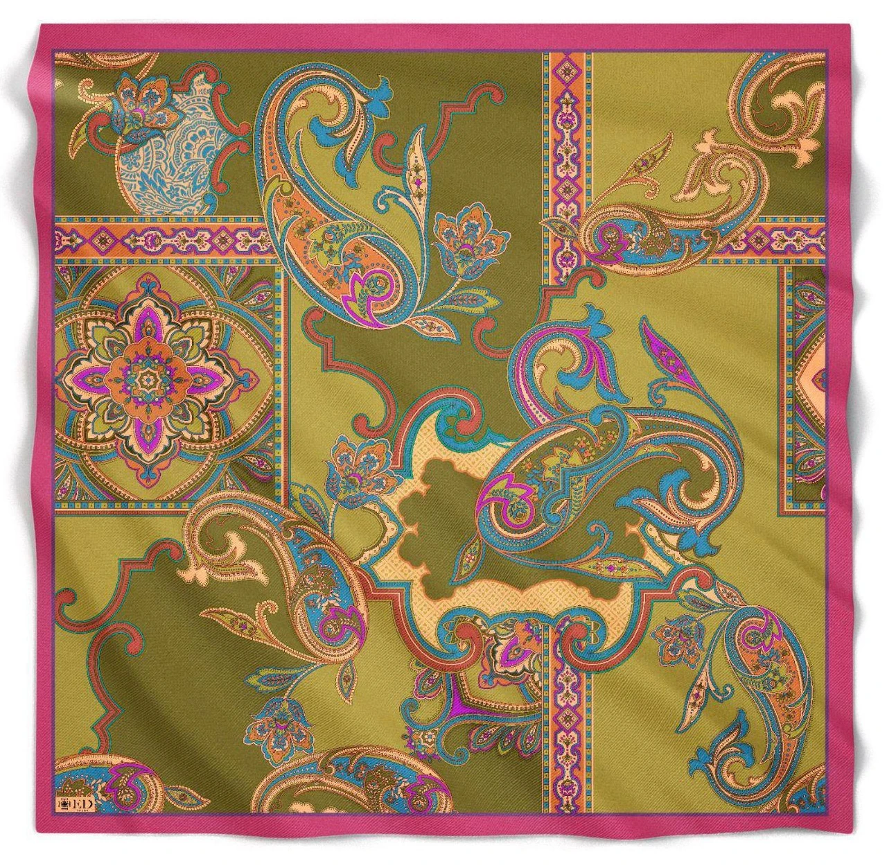 Pembe ED Scarf Yeni Etnik Desen Viskon Eşarp