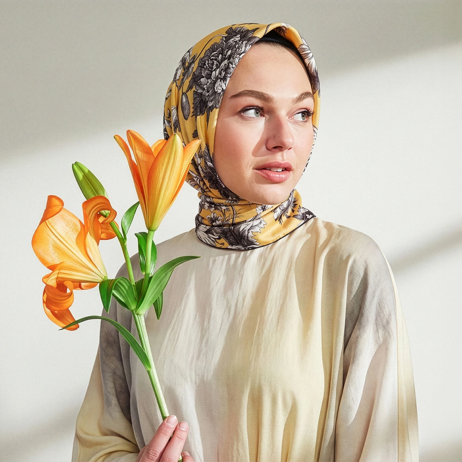 Sarı İpekevi İpek Eşarp 1188 - Sarı