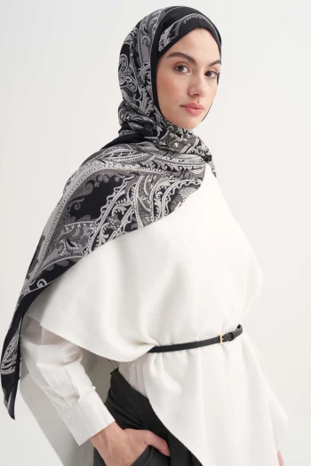 SİYAH Carell Camellia İncira Viskon Şal