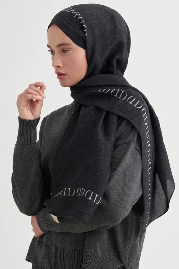 SİYAH Carell Elenora Monogram Floş Şal