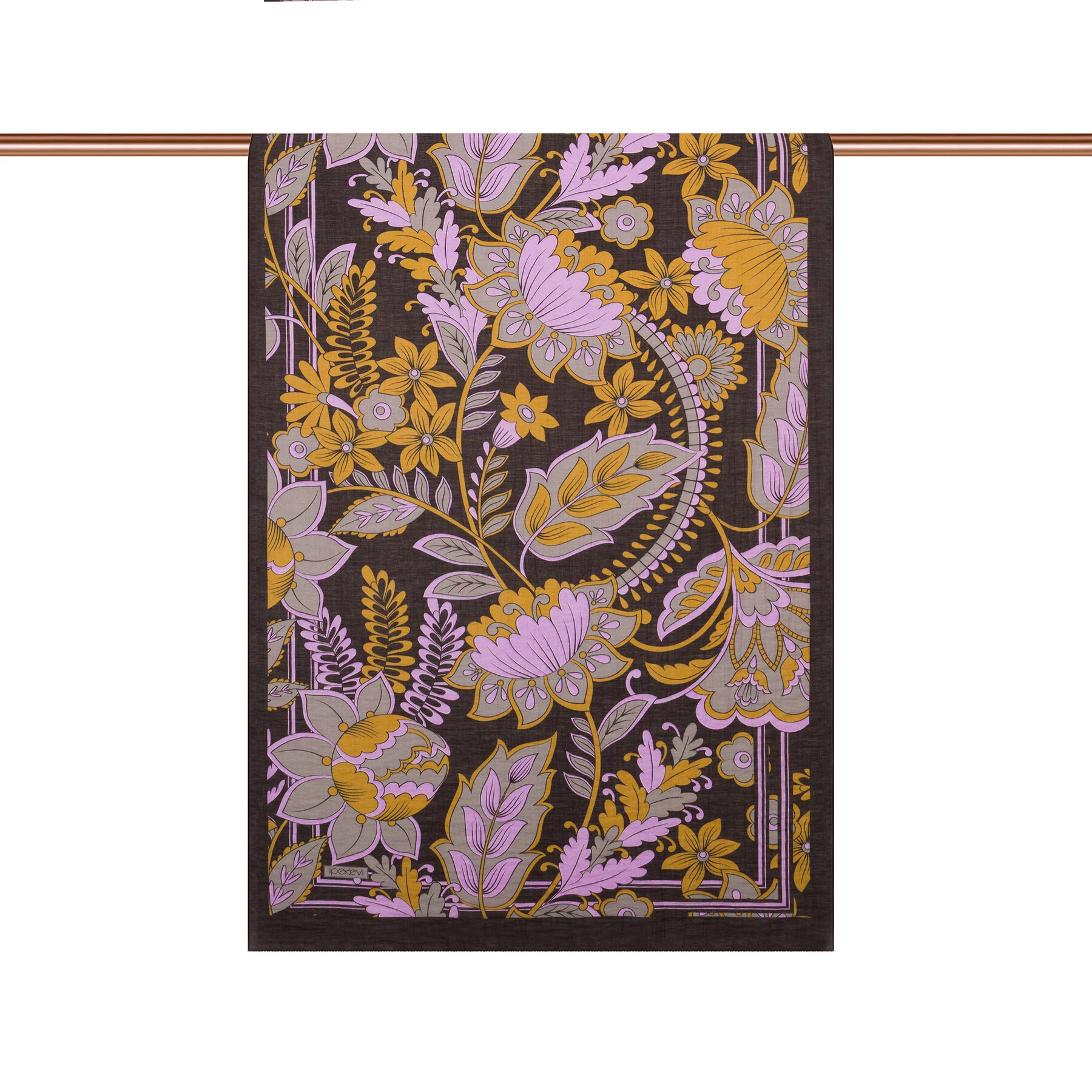 SİYAH-GRİ İpekevi Dört Mevsim Tensel Şal 2346