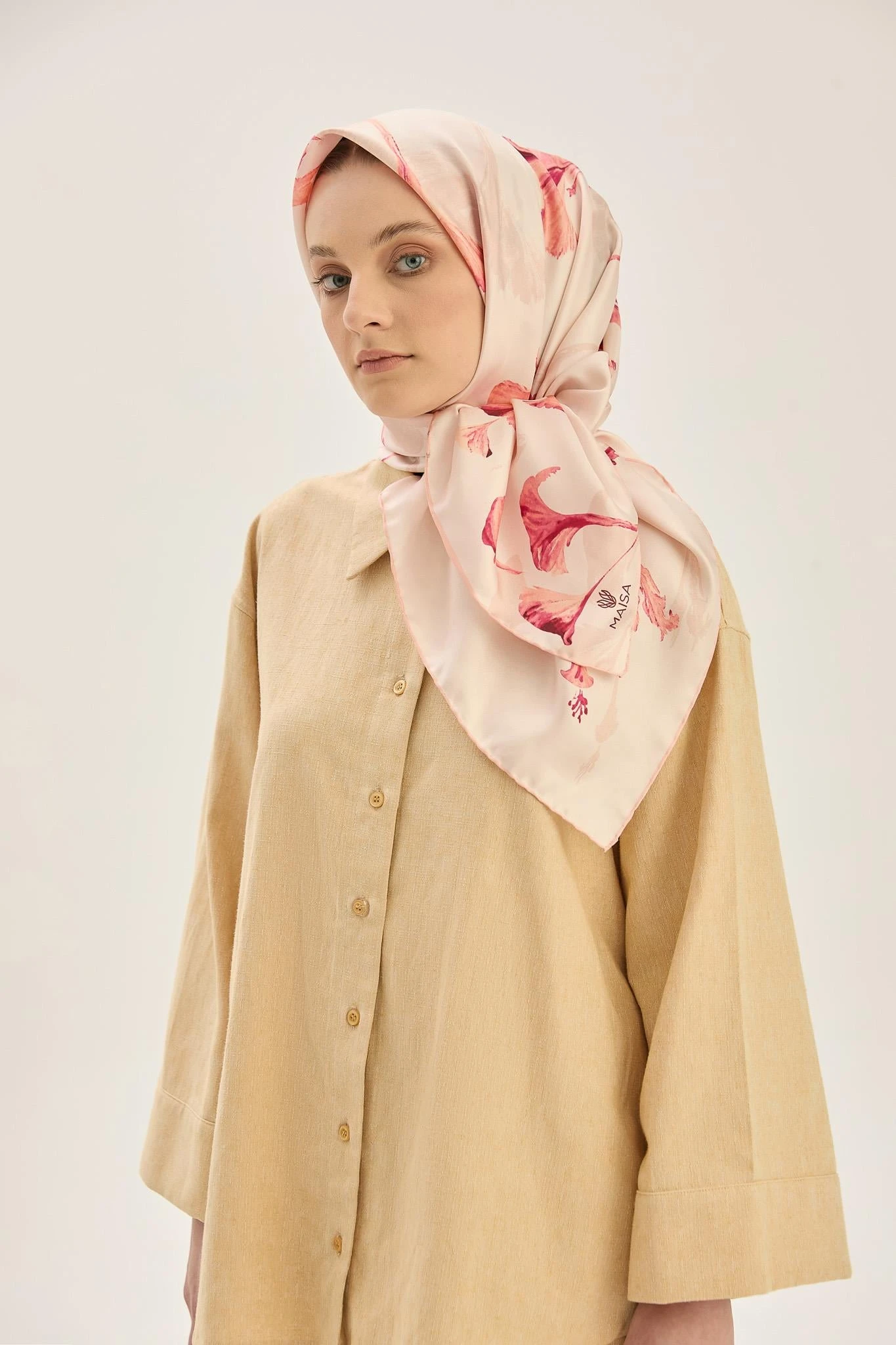 Turuncu Maisa Eflin Twill İpek Eşarp