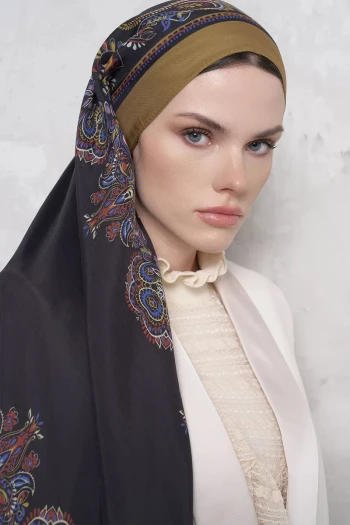 Yağ Yeşili ED Scarf Sheer Desen Floş Viskon Şal